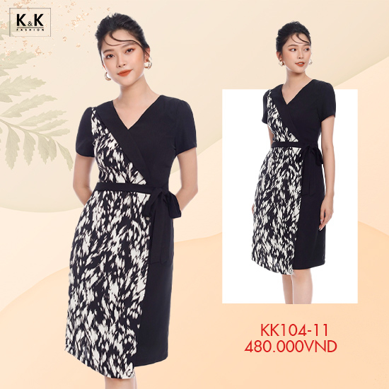 Đầm quấn wrap dress nhấn eo phối nơ KK104-11