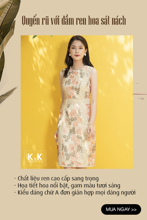 Đầm ren hoa chữ A sát nách KK103-15