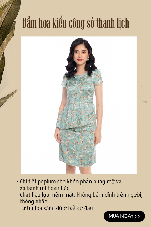Đầm peplum họa tiết hoa nhí KK101-35