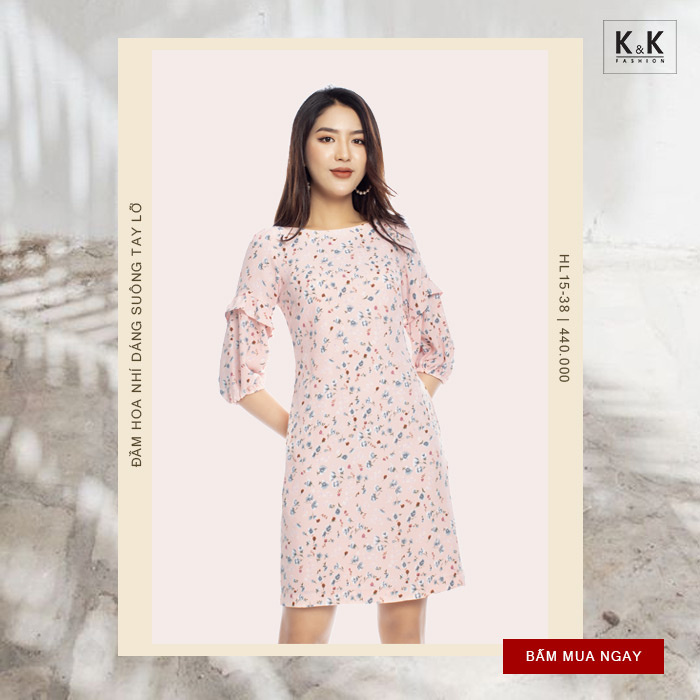 Đầm hoa nhí dáng suông tay lỡ HL15-38