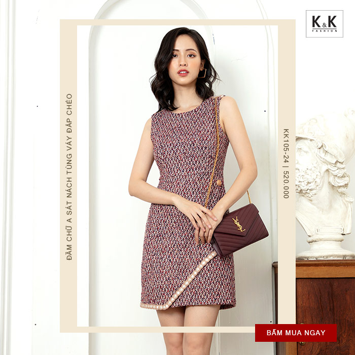Đầm chữ A sát nách tùng váy đắp chéo KK105-24