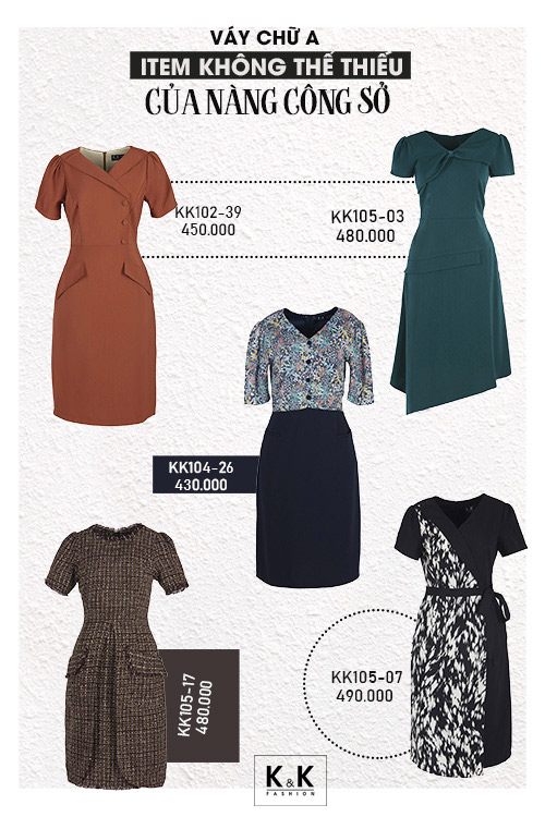 Váy chữ A item không thể thiếu của nàng công sở