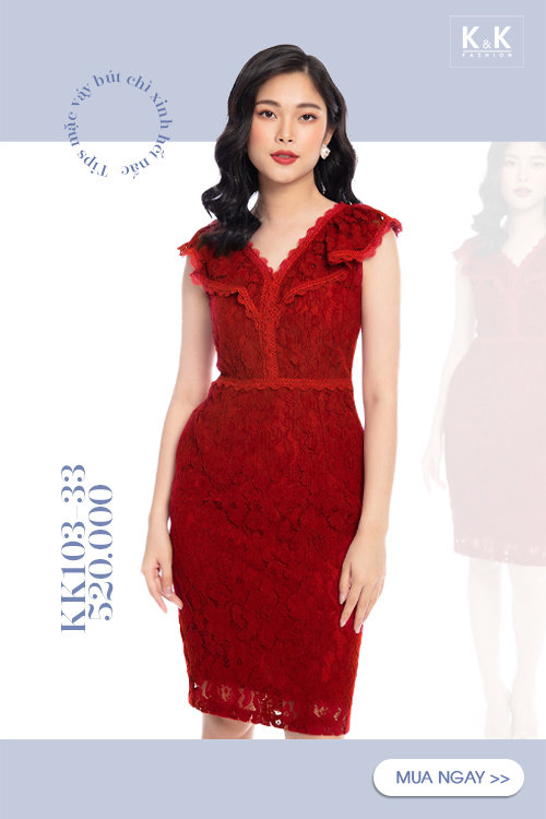 Váy bút chì ôm body viền bèo xinh xắn KK103-33