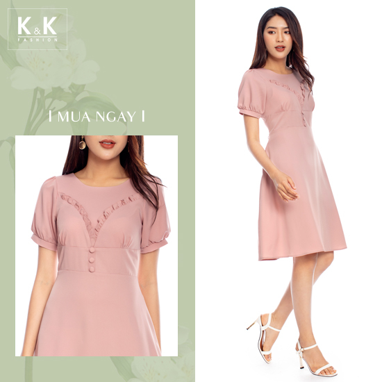 Đầm xòe tay ngắn phối bèo ngựcv KK105-40
