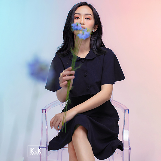 Đầm chữ A đơn sắc kèm áo khoác KK105-14