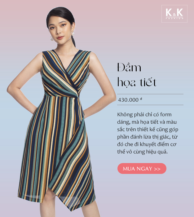 Đầm sát nách kẻ sọc tùng đắp chéo KK106-01