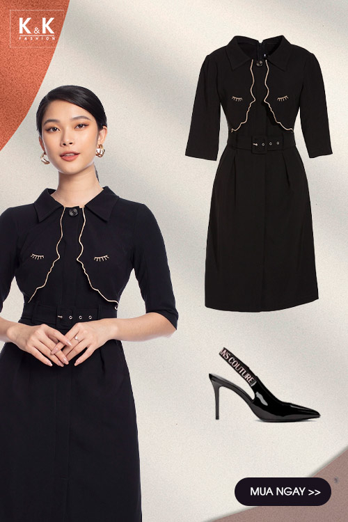 Đầm chữ A kèm thắt lưng KK104-09