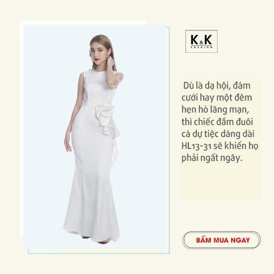 Đầm hoa dáng xòe phối đuôi cá KK118-24 | Thời trang công sở K&K Fashion
