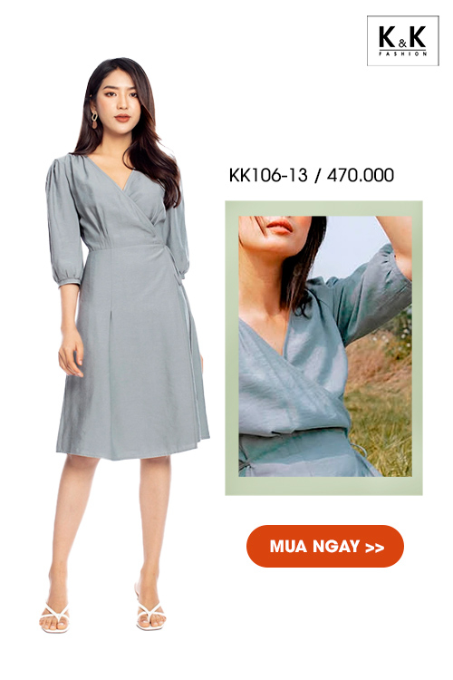 Đầm xòe chữ A cổ tim KK106-13