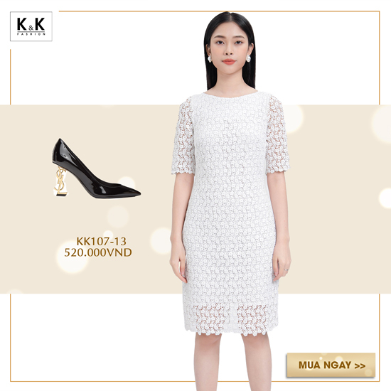 Đầm ren trắng tay lỡ KK107-13
