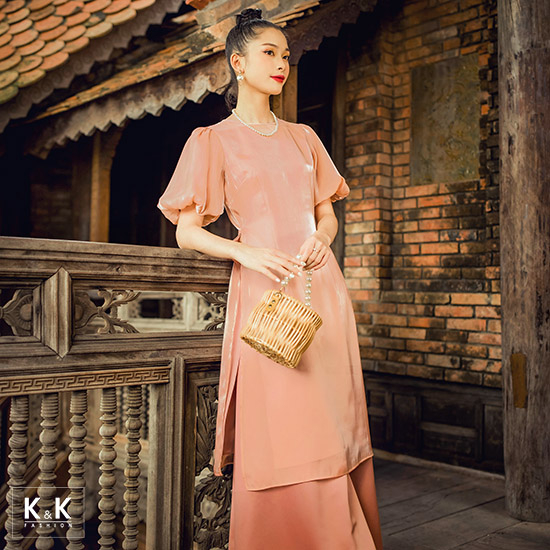 Áo dài đơn sắc tay phồng HL17-24