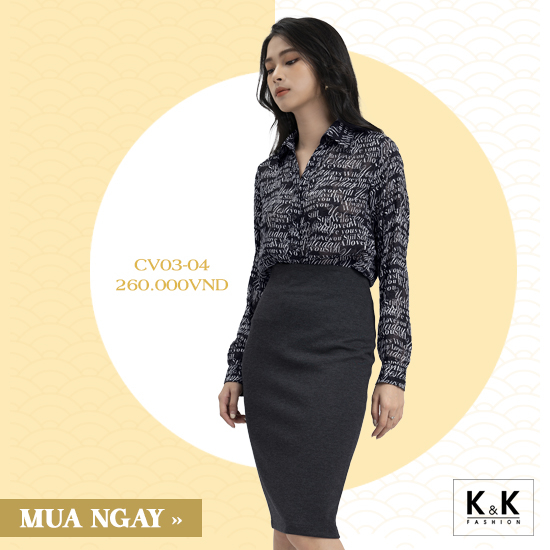 Chân váy bút chì dáng dài xẻ sau CV03-04