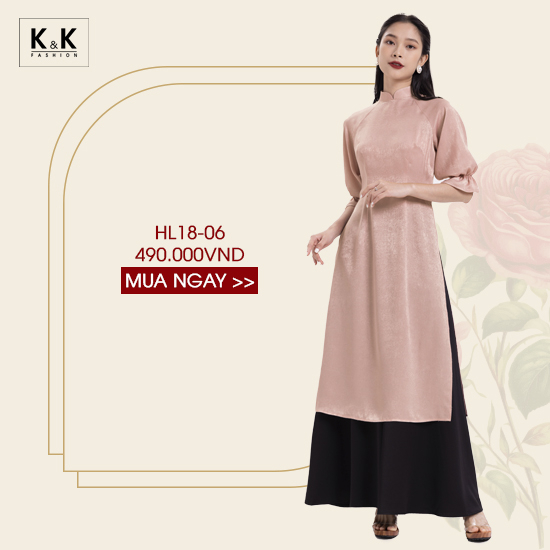 Áo dài tay lỡ phối bèo HL18-06