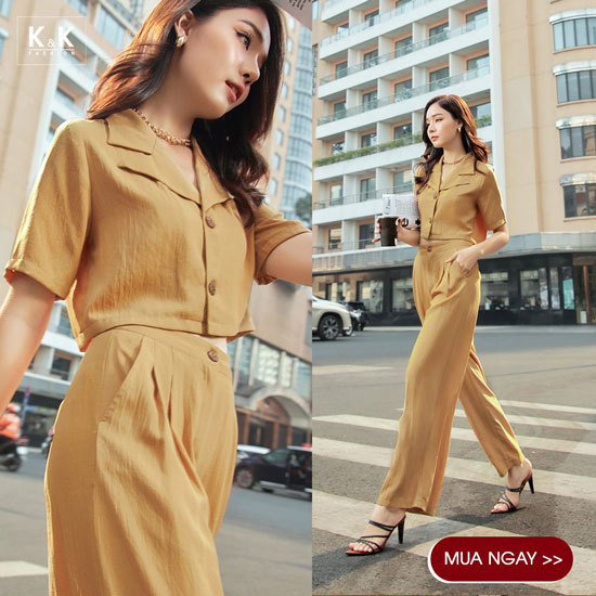 Áo sơ mi croptop cổ đan tông ASM09-01