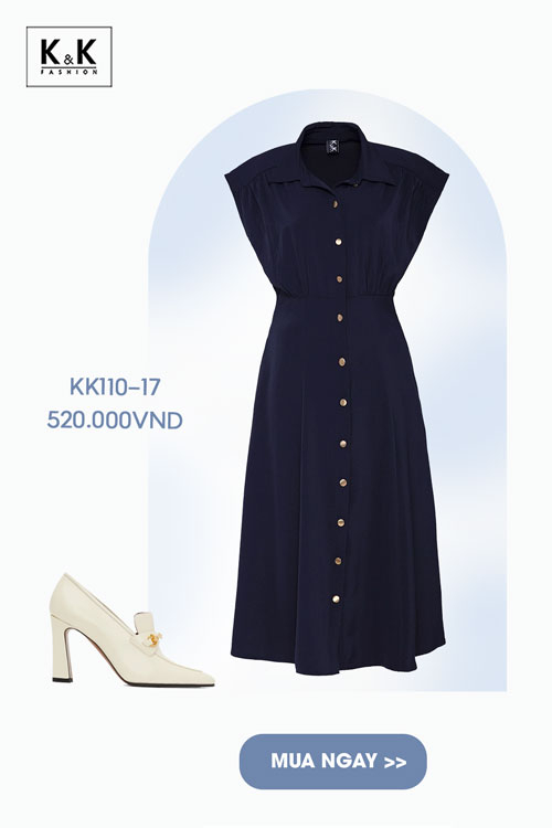 Đầm sơ mi dáng xòe KK110-17