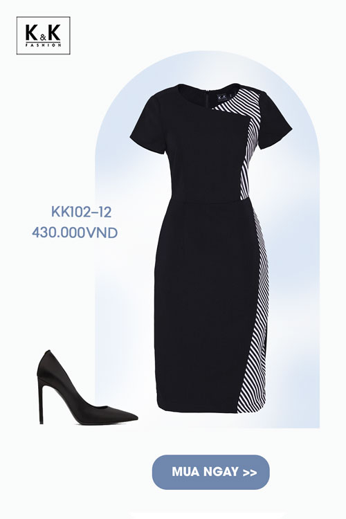Đầm chữ A phối họa tiết KK102-12