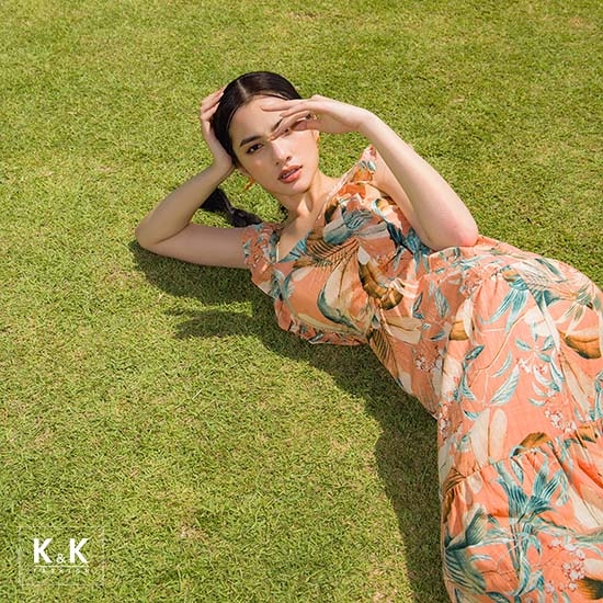 Đầm xòe họa tiết hoa sát nách HL16-18