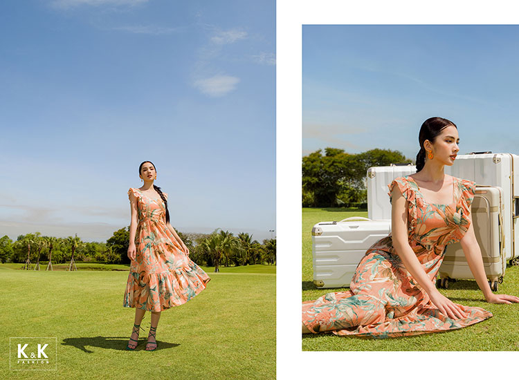 Đầm xòe họa tiết hoa sát nách HL18-26