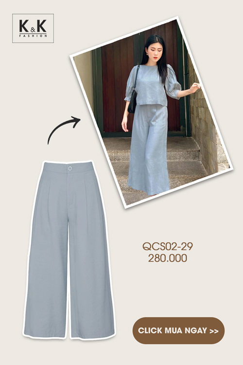 Quần culottes lưng cao 2 túi mổ QCS02-29