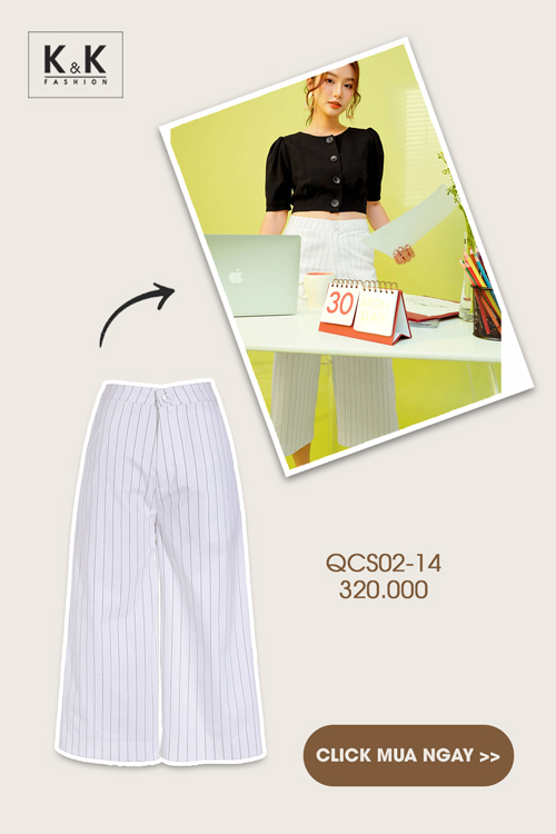 Quần công sở nữ ống rộng culottes kẻ sọc QCS02-14