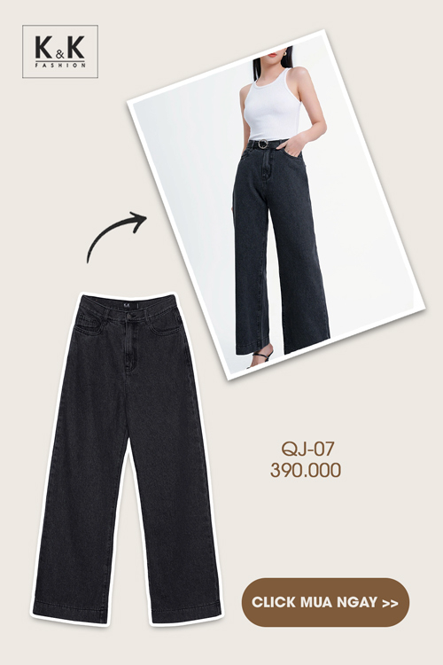 Quần jeans ống suông màu đen QJ07
