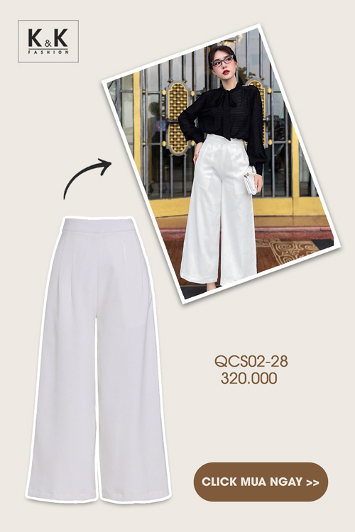 Quần trắng công sở ống rộng QCS02-28