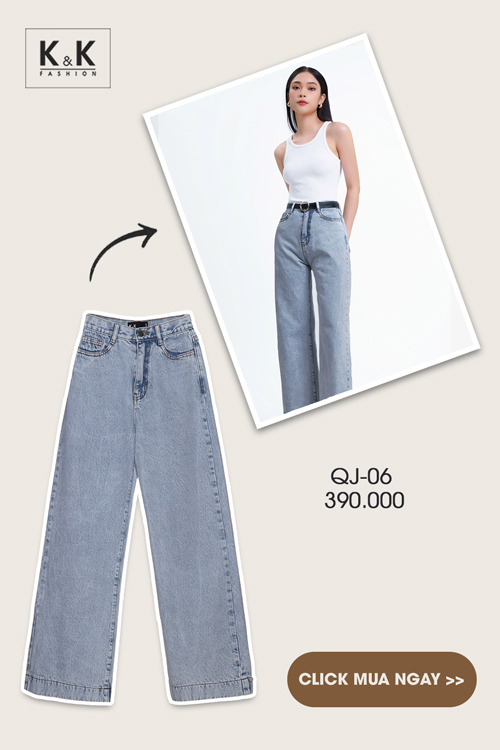 Quần jeans ống suông màu xanh nhạt QJ06