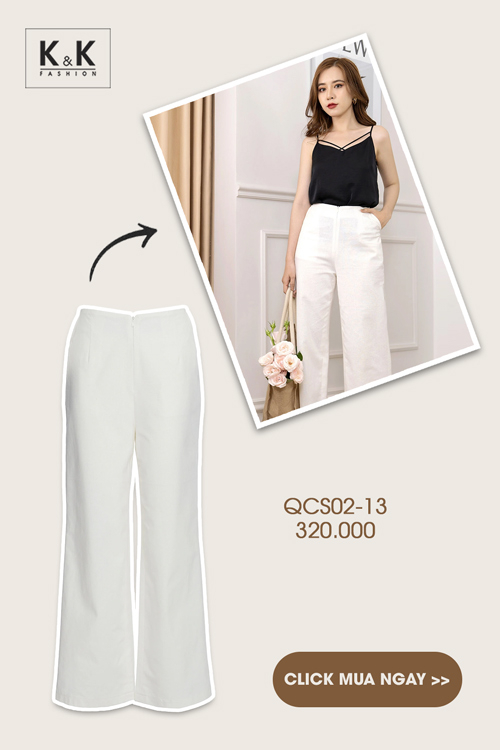 Quần trắng lưng cao ống suông QCS02-13