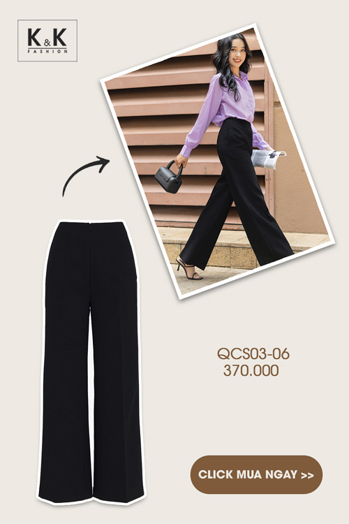 Quần công sở đen ống đứng QCS03-06