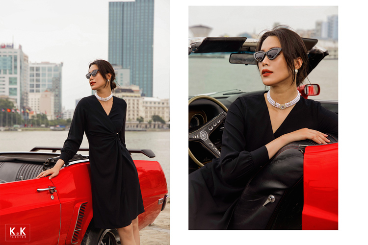 Đầm chữ A công sở nhấn eo KK111-27