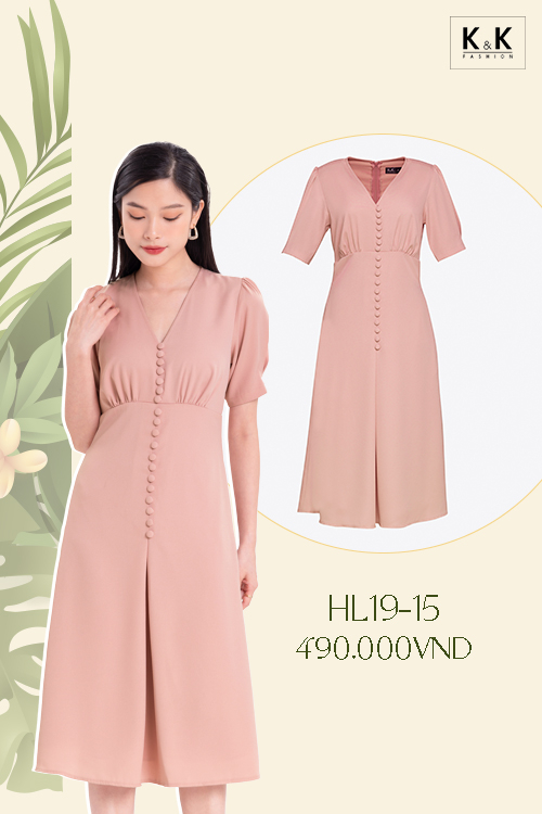 Đầm chữ A công sở dáng dài qua gối HL19-15