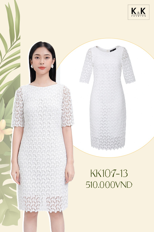 Đầm ren trắng tay lỡ KK107-13