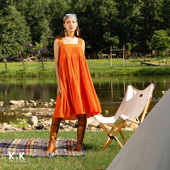 Đầm hai dây bản to dáng xòe HL19-31