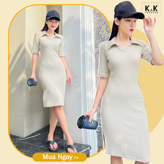 Đầm thun ôm cổ polo KK113-04