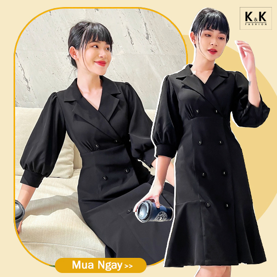Đầm đen công sở dáng chữ A đuôi cá KK110-40