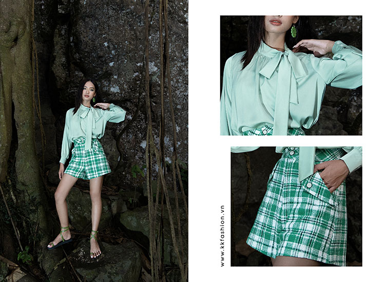 Áo sơ mi công sở tay dài cổ phối nơ ASM09-32