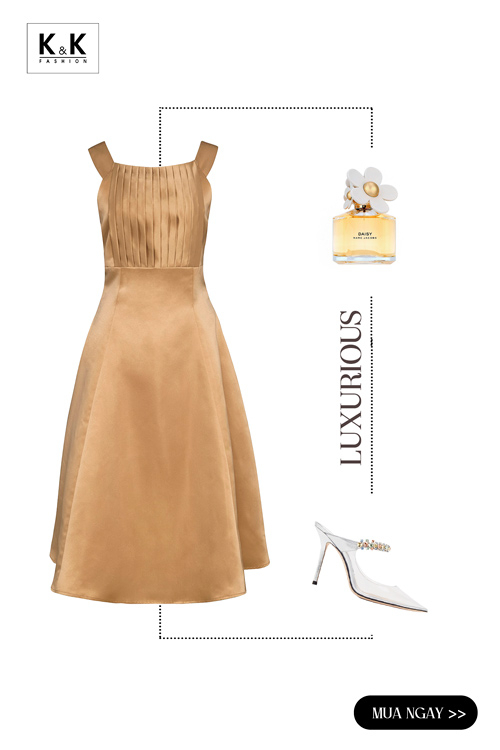 Đầm xòe dự tiệc ngực xếp ly HL19-20