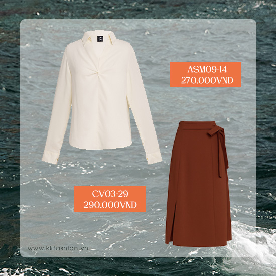 Váy công sở kết hợp áo sơ mi