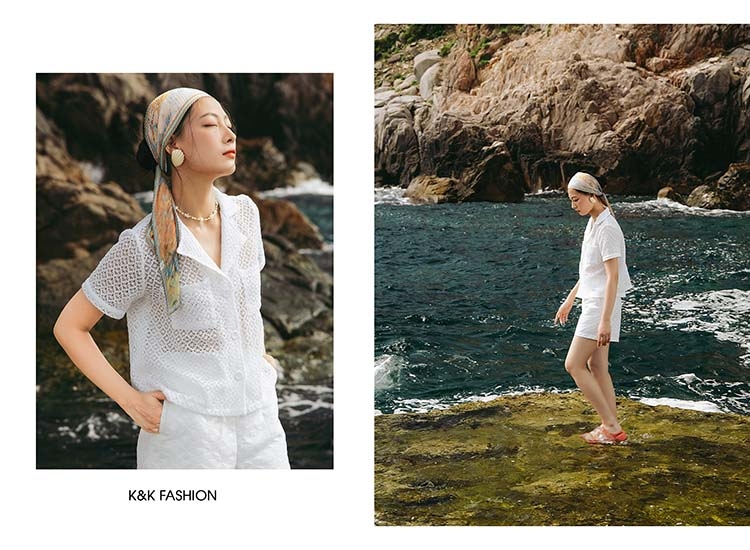 Áo sơ mi trắng nữ ren cotton ASM10-19