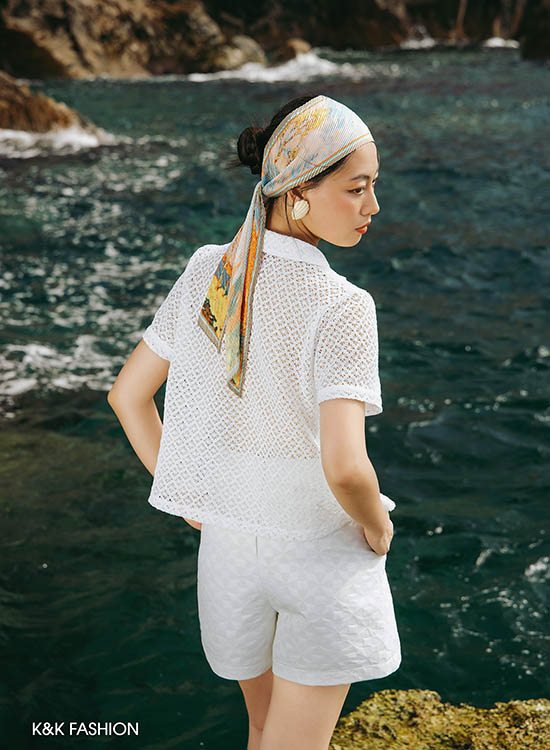 Áo sơ mi trắng nữ ren cotton ASM10-19