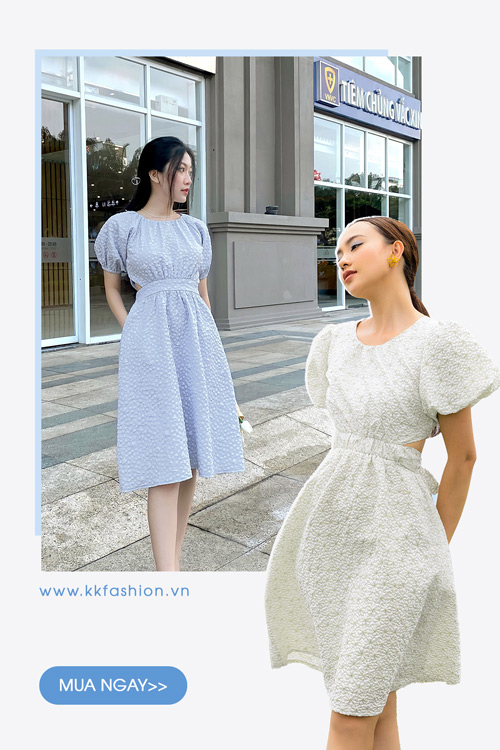Đầm xòe dự tiệc tay phồng