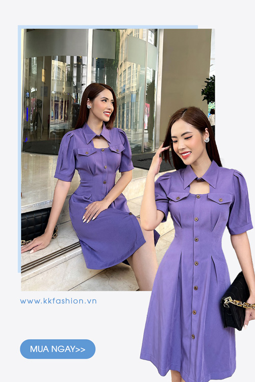 Đầm xòe công sở nữ đơn sắc sang trọng