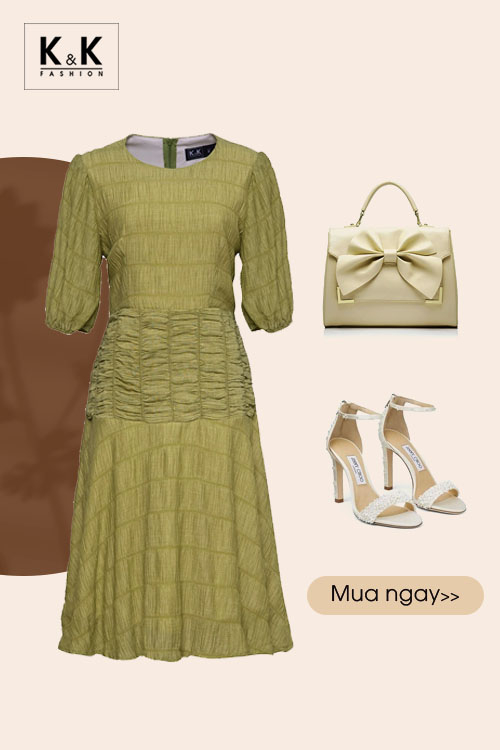 Đầm xòe tùng váy nhún tay lỡ KK115-37