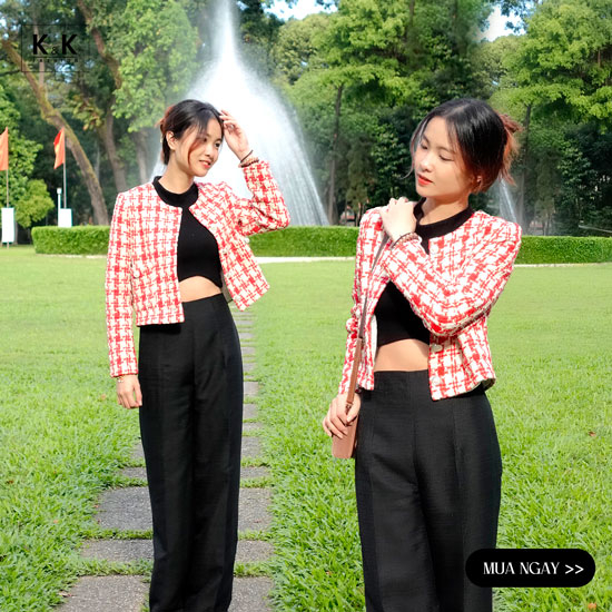 Áo khoác tweed nữ dáng ngắn tay dài AK11-13
