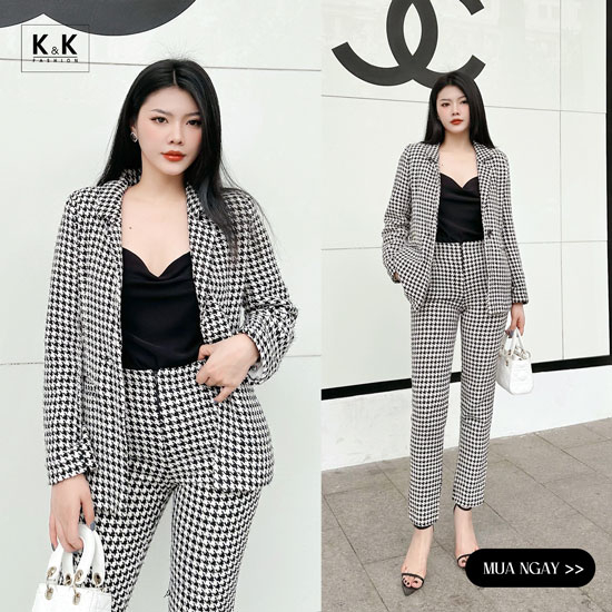 Áo khoác vest nữ vải tweed tay dài AK11-10