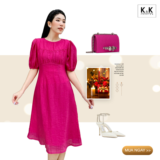 Đầm midi dáng dài chữ A cut-out lưng KK118-23