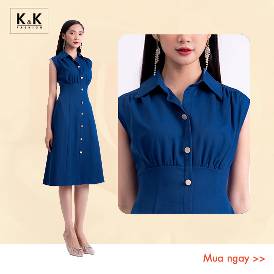 Đầm sơ mi công sở dáng chữ A KK120-17