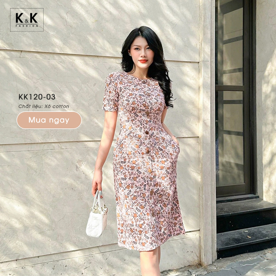 Đầm xòe trắng thắt nơ eo tay phồng HL24-12 | Thời trang công sở K&K Fashion