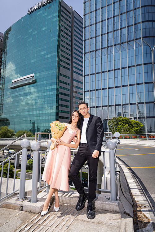 Đầm hồng dự tiệc dáng dài HL23-25