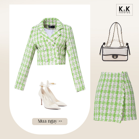 Áo khoác vải tweed dáng lửng AK11-09